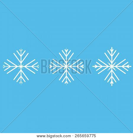 Vector Illustration. Set Of Winter Snowflakes. White Snowflakes Isolated On Blue Background. Christm