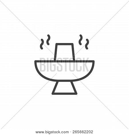 Hot Pot Food Outline Icon. Linear Style Sign For Mobile Concept And Web Design. Asian Food Simple Li