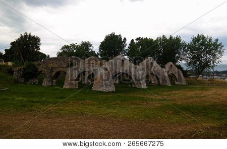 Panorama Of Venetian Arsenal And Shipyard In Gouvia At Corfu, Greece