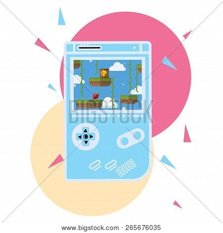 Illustrations Playing Games On Portable Devices, Vector Illustrations