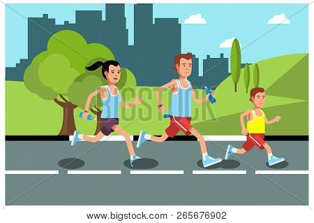 Illustration Of Activities In The Park During The Day, Vector Illustration