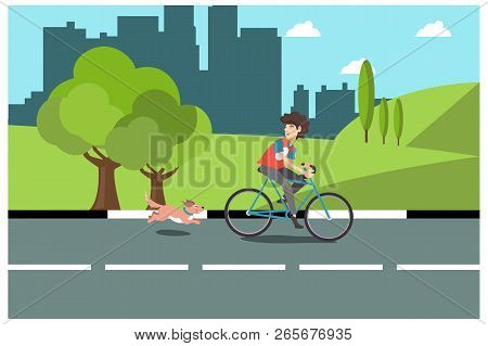 Illustration Of Activities In The Park During The Day, Vector Illustration