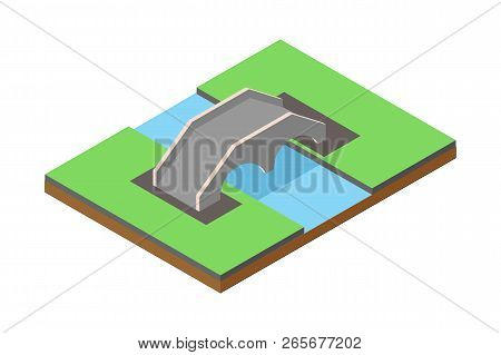 Isometric Bridge, Vector Illustration