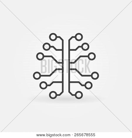 Artificial Intelligence Brain Linear Icon. Vector Cyberbrain Concept Sign In Thin Line Style