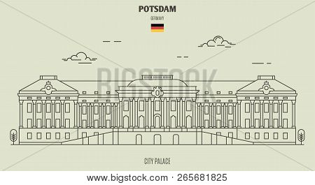 City Palace In Potsdam, Germany. Landmark Icon In Linear Style