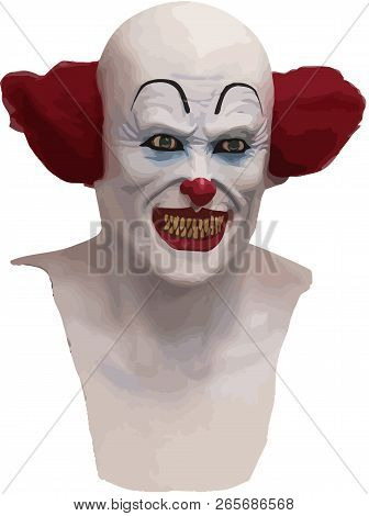 Terror Clown Evil Scary Expressio Red Hair Illustration