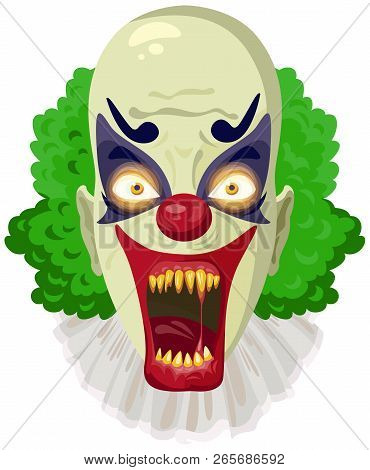 Terror Clown Evil Scary Expressio Green Hair Illustration