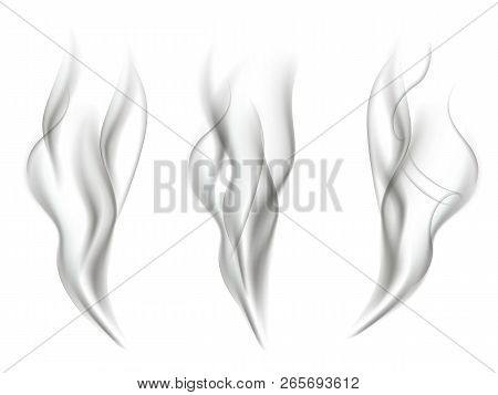 Smoke Effects Isolated On White Background. Vector Smoke Effect Set.