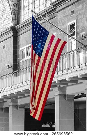 United States Of America Flag Star Spangled Banner Stars And Stripes Ellis Island Immigrant Building