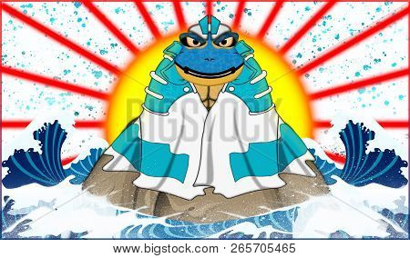 emperor  frog  ninja  sea  stone  vector  waves