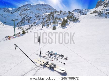 Ordino Arcalis ski resort sector in Andorra at Pyrenees