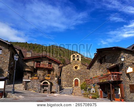 Llorts village in Ordino church in Andorra at Pyrenees