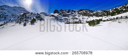Ordino Arcalis ski resort sector in Andorra at Pyrenees