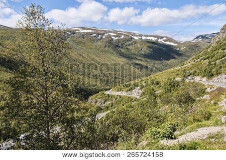 Mountain Road Near Flaam Norway On A Summer Day