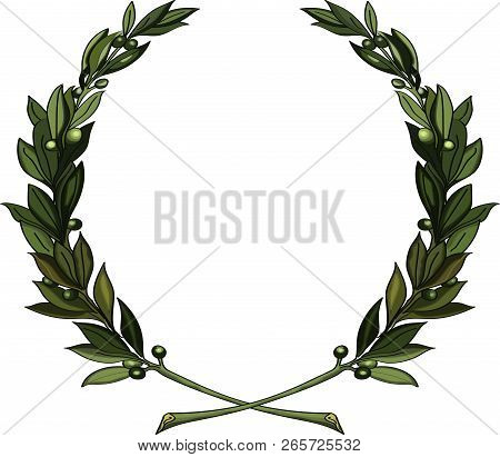 Olive Wreath - Symbol Of Victory And Achievement. Design Element For Construction Of Medals, Awards,