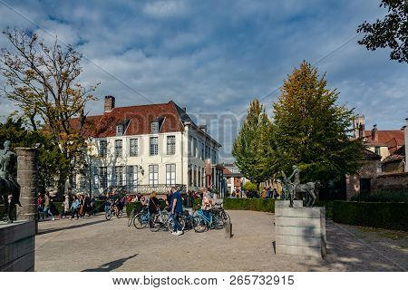 Bruges, Belgium - October 6, 2018: Arentshuis Is A Neoclassical Building From The Last Quarter Of Th