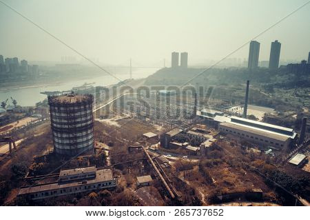 CHONGQING, CHINA â MARCH 13: Chongqing Iron & Steel Co. old site aerial view on March 13, 2018 in Chongqing. It is now an Industrial Museum and the symbolic site of the steel industry in Chongqing. 
