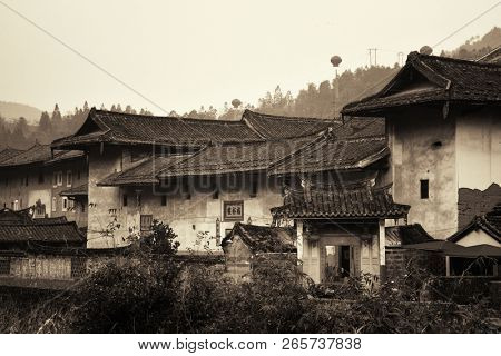 FUJIAN, CHINA â MARCH 2, 2018: Traditional rural buildings of Hakka in Fujian province, China.