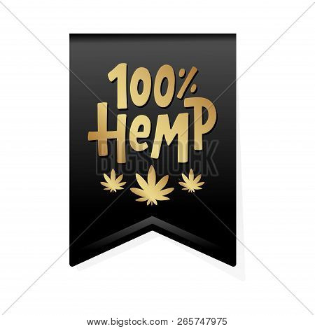 Hemp Text Label. Cannabis Word. Hand Drawn Lettering Mariguana Design Element