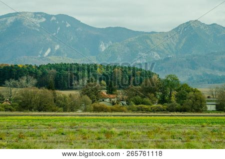 Ladnscape From Slovakia - Green Meadows And Fields And Mountains