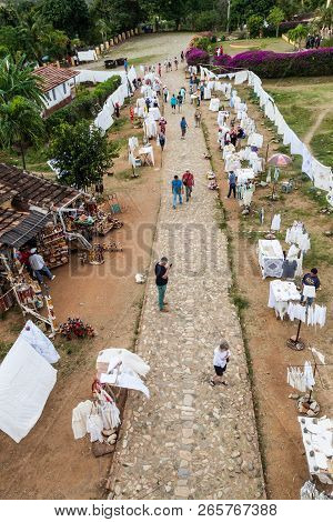 Manaca Iznaga, Cuba - Feb 9, 2016: Souvenir Stalls In Iznaga Village In Valle De Los Ingenios Valley