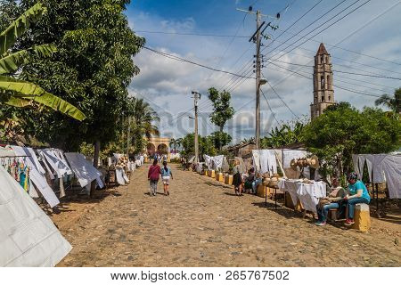 Manaca Iznaga, Cuba - Feb 9, 2016: Souvenir Stalls In Iznaga Village In Valle De Los Ingenios Valley