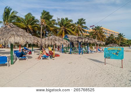 Playa Ancon, Cuba - Feb 9, 2016: View Of Playa Ancon Beach Near Trinidad, Cuba. Hotel Club Amigo Anc