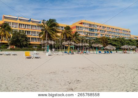 Playa Ancon, Cuba - Feb 9, 2016: View Of Playa Ancon Beach Near Trinidad, Cuba. Hotel Club Amigo Anc
