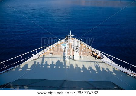 Forecastle Of The Big White Cruise Liner During A Cruise To Montenegro