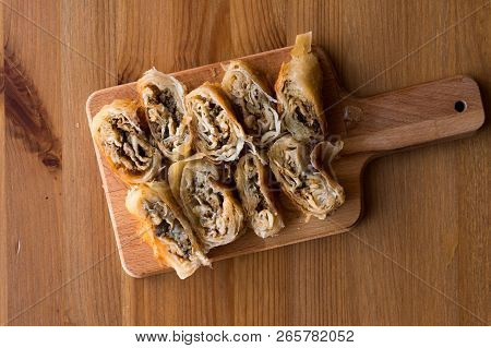 Turkish Borek Kol Boregi With Minced Meat.