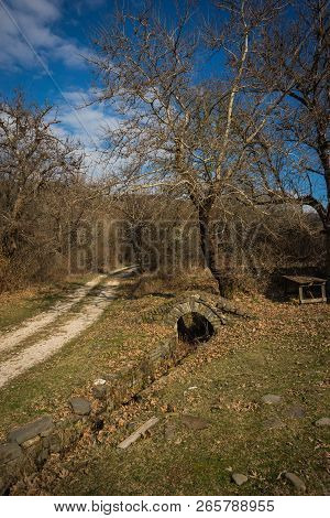 Ancient Snone Bridge  In Zagorohoria, Greece