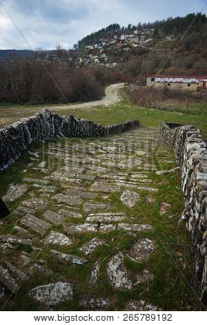 Ancient Snone Bridge  In Zagorohoria, Greece