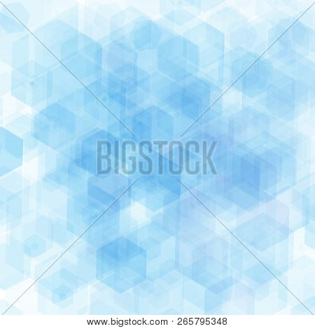 Vector Abstract Geometric Background. Template Brochure Design. Blue Hexagon Shape