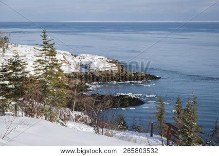 View Of The St. Lawrence Estuary In Winter In Canada