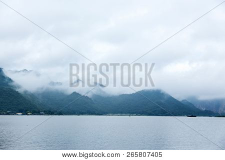 Landscape Cloundy On Lake Mountain In Morning