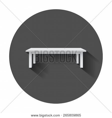 Vector Table For Object Presentation. Empty White Top Table With