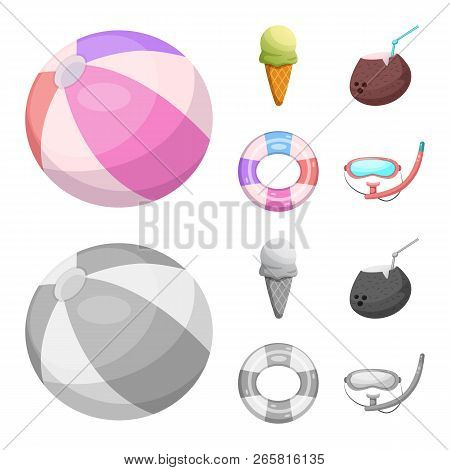 Vector Design Of Pool And Swimming Icon. Set Of Pool And Activity Vector Icon For Stock.