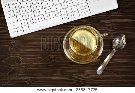 Desktop Office Work Tea Lemon Winter Fruit Relax