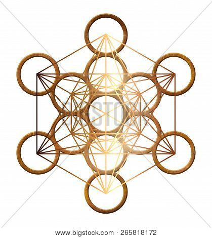 Metatron Cube Geometry Holy Gold Copper Platonic