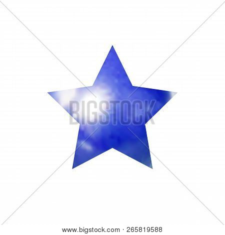 Vector Blue Star Isolated On White Background, Realistic Marble Decorative Element.
