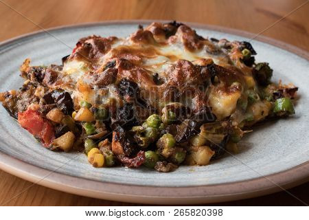 Macar Kebabi / Hungarian Food With Minced Meat , Melted Cheese And Vegetables.