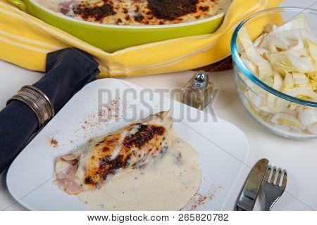 The Endive Gratin With Ham And Bechamel Sauce