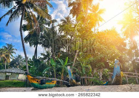 Fishing Boats On The Shore Of The Indian Ocean
