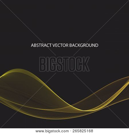 Eps10 Elegant Background. Yellow Wave On Black Background