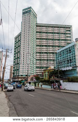 Havana, Cuba - Feb 21, 2016: Focsa Building, The Tallest Building In Cuba, Located In The Vedado Nei