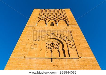 Tousand Years Old Tower Of Hassan Of The Capital Rabat City In Unesco, Morocco In Africa