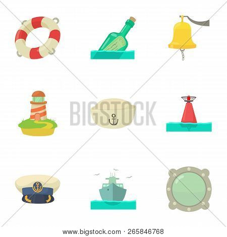 Creek Icons Set. Cartoon Set Of 9 Creek Vector Icons For Web Isolated On White Background
