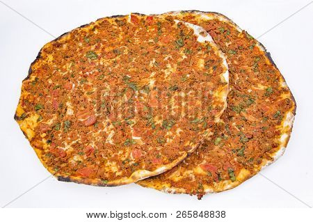 Traditional Delicious Turkish Foods; Turkish Pizza; Lahmacun
