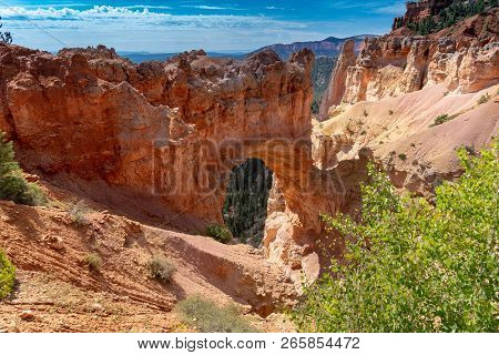 Bryce Canyon National Park - View Of Natural Bridge Rock Formation Overlook