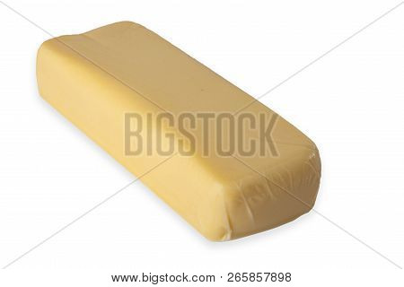 Chunk Of Fresh Kashkaval Cheese Isolated On White Background